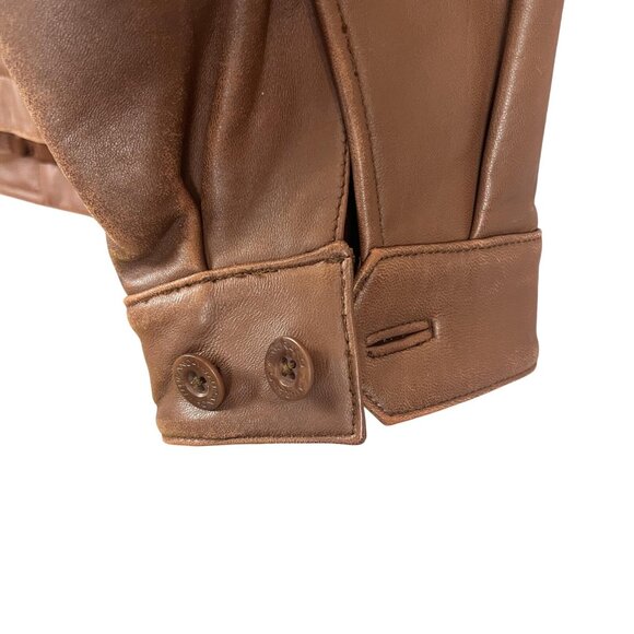Murano Mens L Jacket Brown Leather Butter Soft Lambskin Full Zip Pockets Classic - Picture 9 of 16